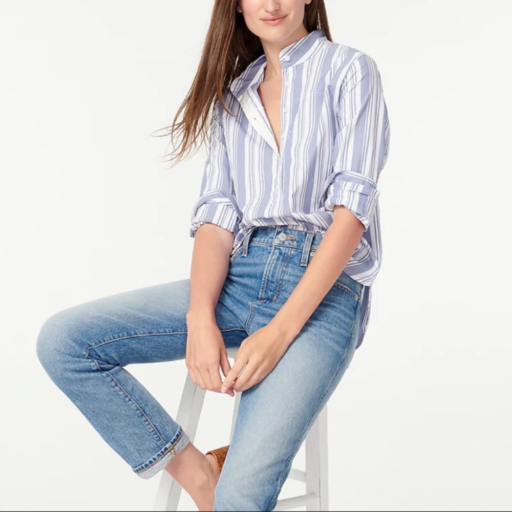 J.Crew Band-collar cotton poplin tunic - Picture 3 of 7